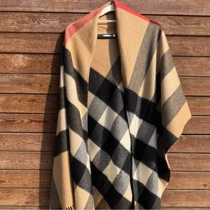 Burberry Tan and Black Check Cape